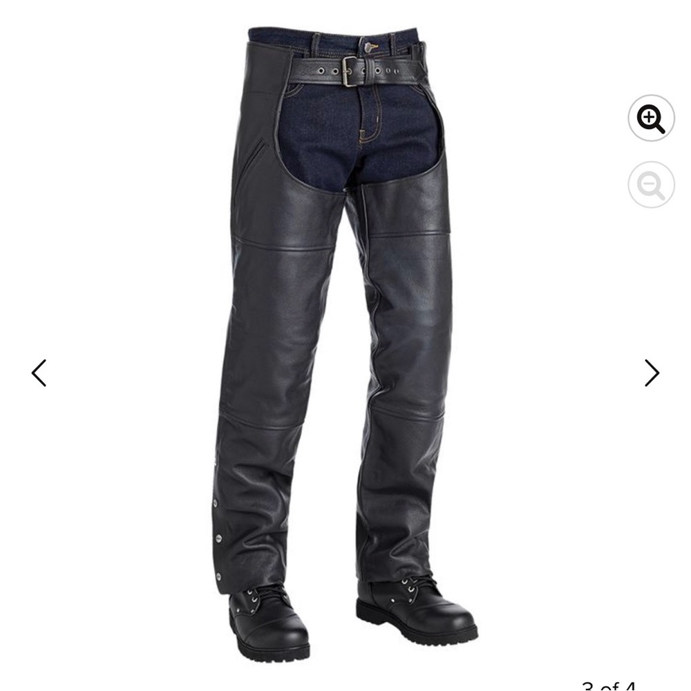 Black Leather Street & Steel Riding Chaps XL - Excellent condition